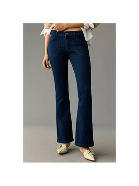 Anthropologie Pilcro The Icon Low Rise Flare Jeans Dark Wash Patch Pocket 30 NEW